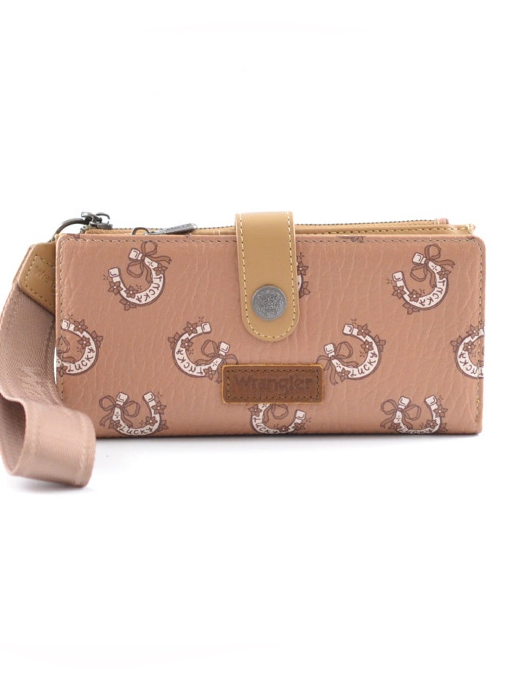 Wrangler Horseshoe Print Wallet Wristlet NWT Dark Brown